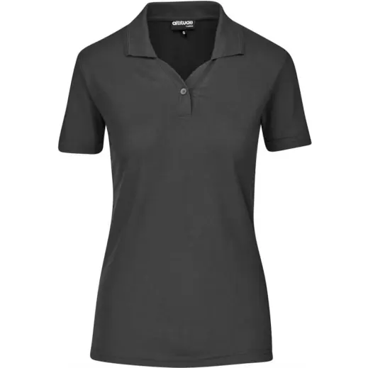 Ladies Basic Pique Golf Shirt Charcoal Front